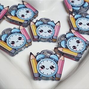 School Teacher Focal Bead 2 Pc Acrylic Keychain Beaded Pen Jewelry Making Crafts